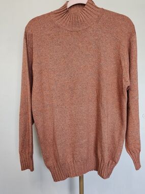 Luciano Barbera Italy Cashmere Silk Mock Neck Sweater Orange Melange L